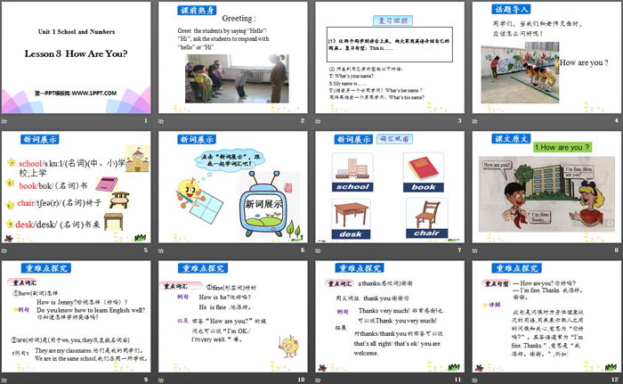 《How Are You?》School and Numbers PPT-预览图02