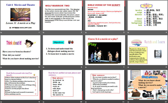 A movie or a PlayMovies and Theatre PPT