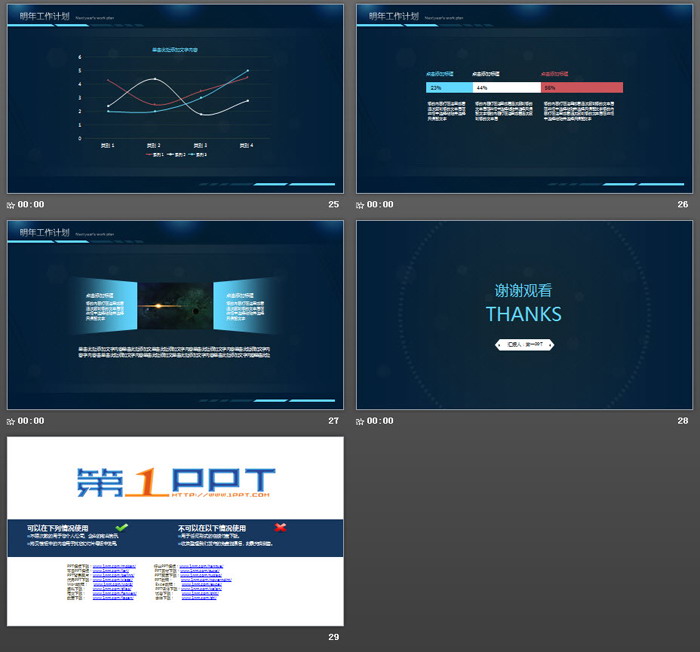 简洁动态蓝色科技行业工作计划PPT模板