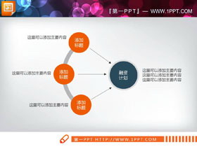 橙色三数据项聚合关系PPT图表