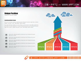 向上箭头造型的聚合关系PPT图表