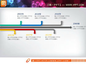 彩色扩散箭头样式的PPT时间线