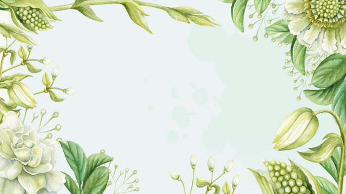 两张绿色水彩植物PPT背景图片（水彩画绿色植物图片）