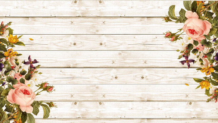 木纹水彩花卉PPT背景图片（花卉图案水彩）  木纹水彩花卉PPT背景图片 第4张