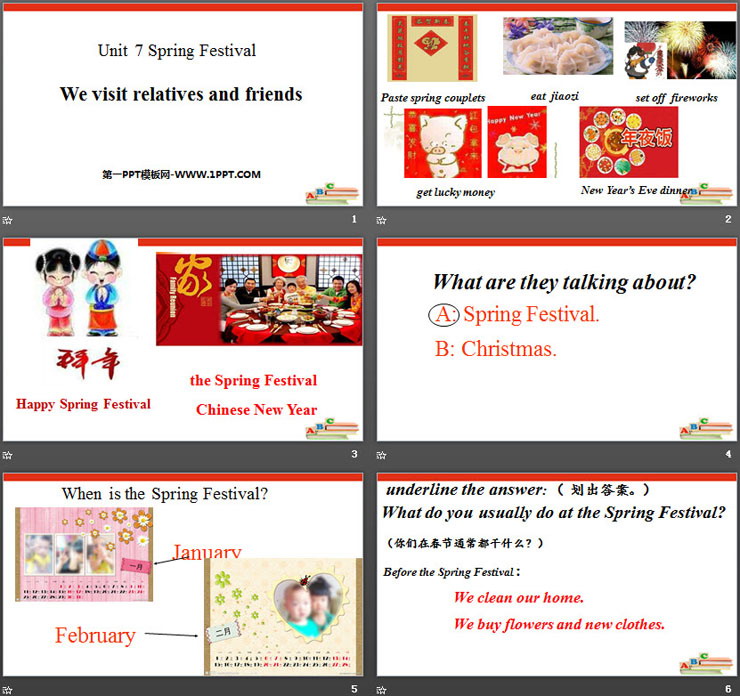 《We visit relatives and friends》Spring Festival PPT-预览图02