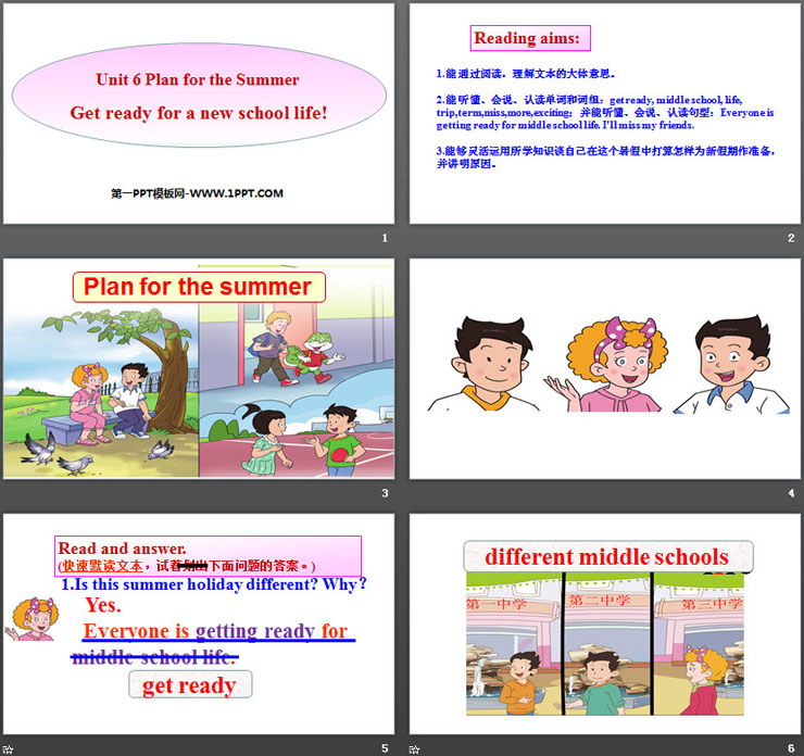 Get ready for a new school life!Plan for the Summer PPT