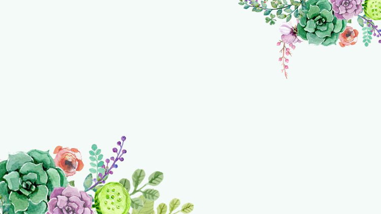 清新水彩风格植物花卉PPT背景图片（水彩花卉素材）