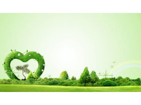 绿色草地绿树PPT背景图片
