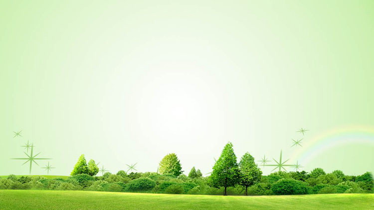 绿色草地绿树PPT背景图片