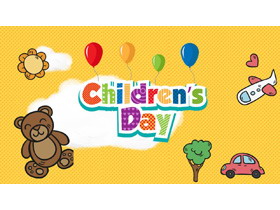 卡通小熊背景的Children's Day�和��PPT模板