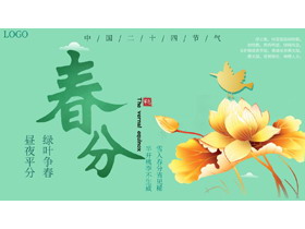 金色莲花背景的春分节气介绍PPT模板