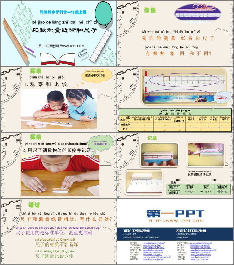 《比较测量纸带和尺子》PPT课件下载