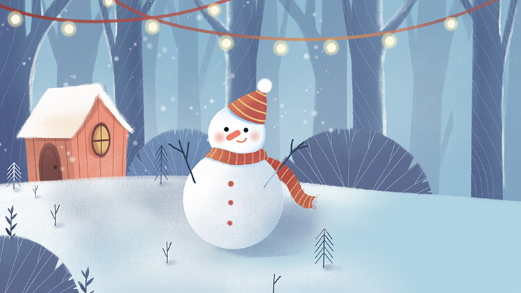 ���卡通冬天的雪人PPT背景�D片