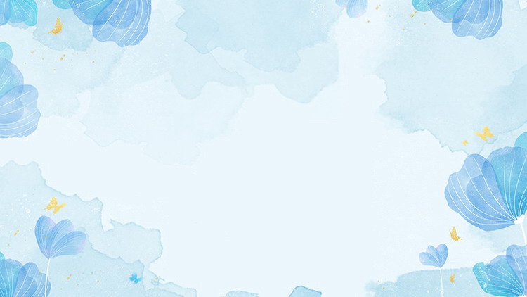 四张蓝色水彩花卉PPT背景图片