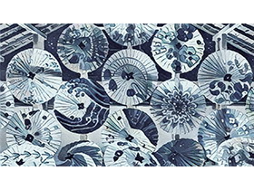 五张蓝色日式浮世绘风格PPT背景图片