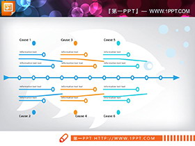 9张彩色松散结构的PPT鱼骨图图表下载