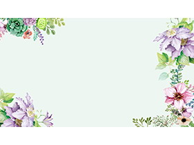 三张水彩花卉PPT背景图片下载